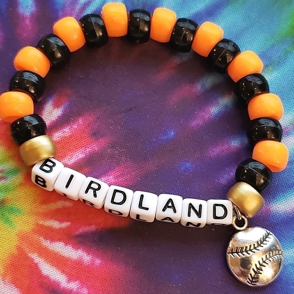 HANDMADE MLB Black and Orange Baltimore Orioles Baseball Birdland Bracelet